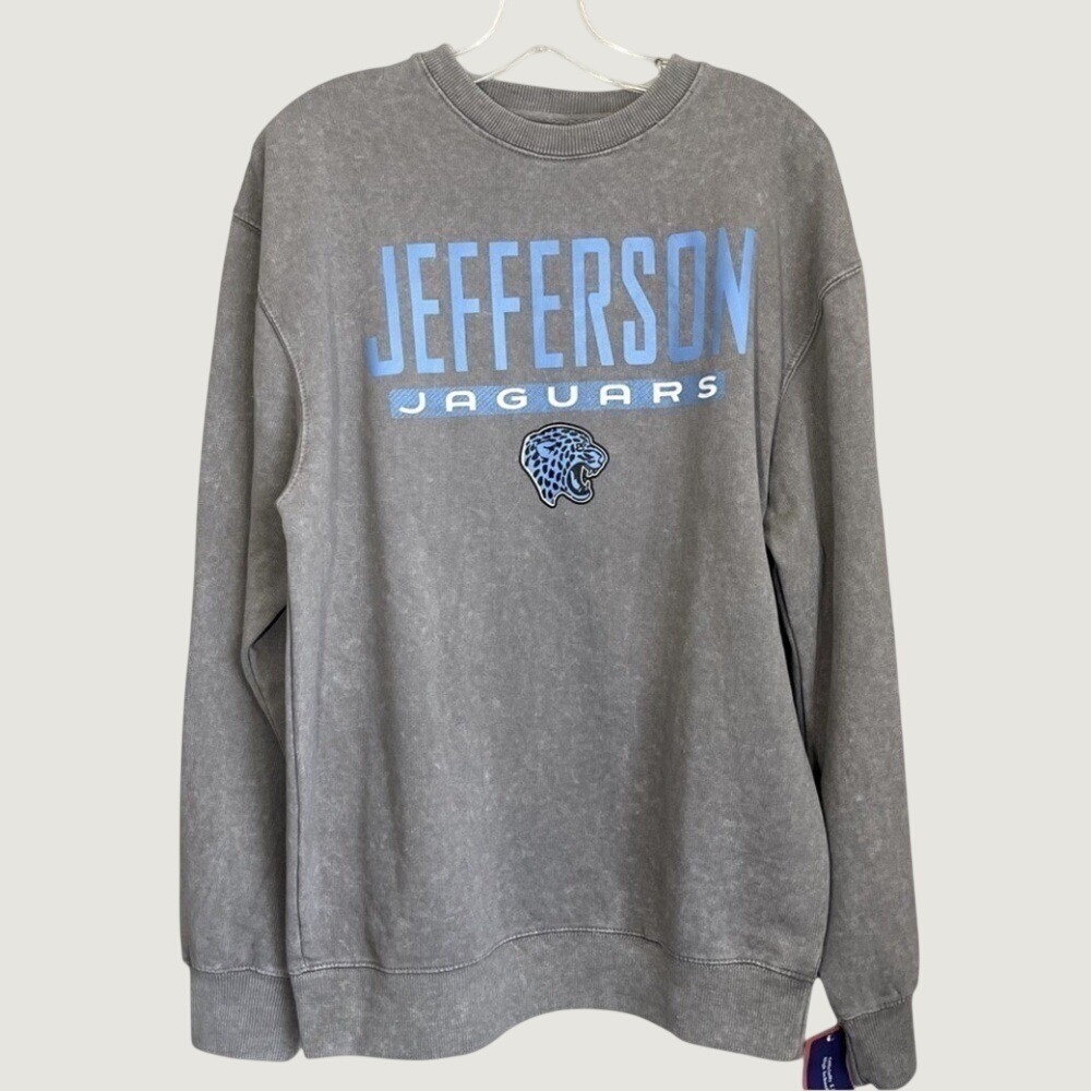 Pel Athletic Jefferson Jaguars Grey Acid Wash Sweatshirt Mens Medium NEW